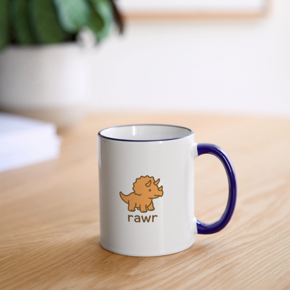 Mug Tricératops - blanc/bleu cobalt